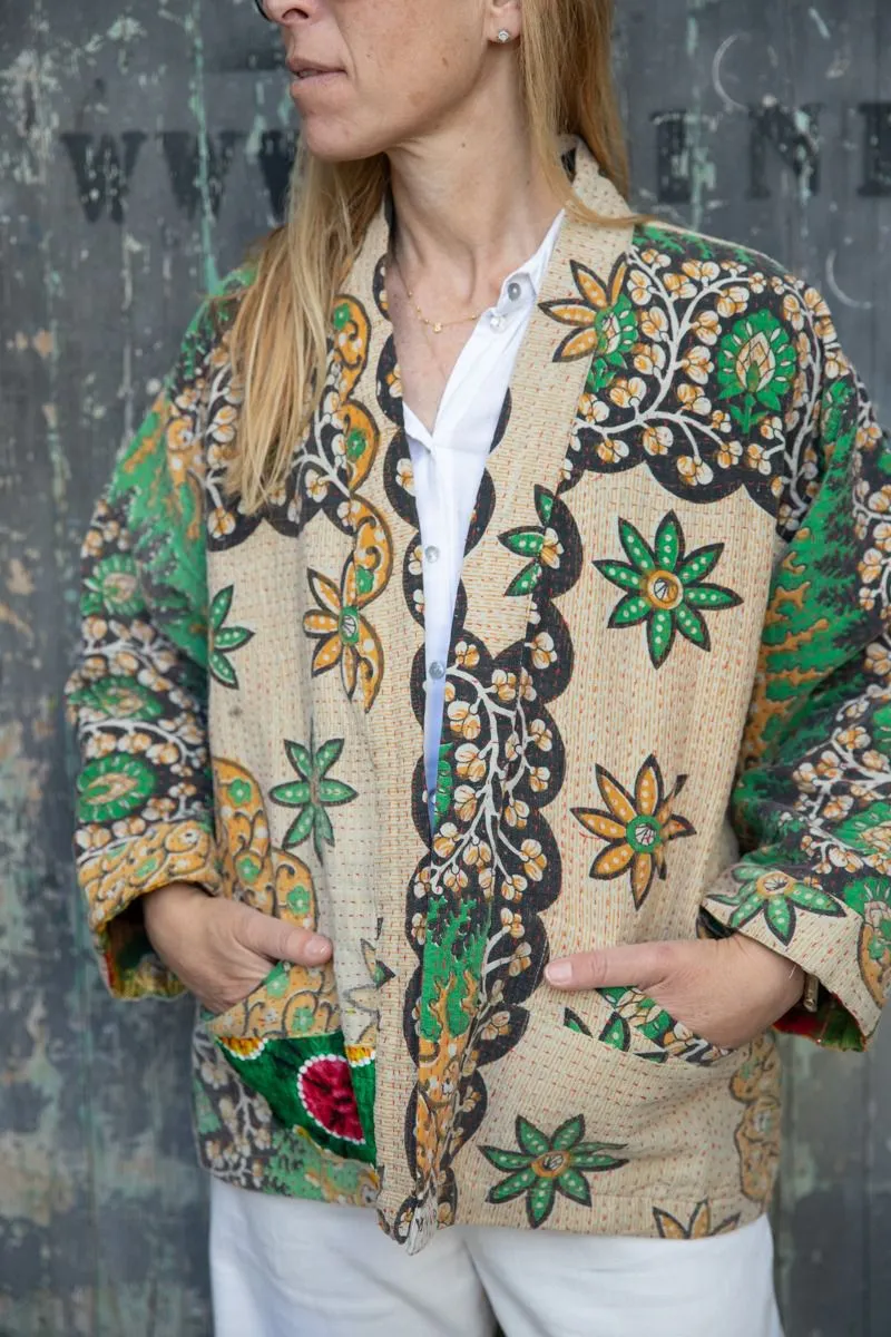 Old Kantha reversible short jacket