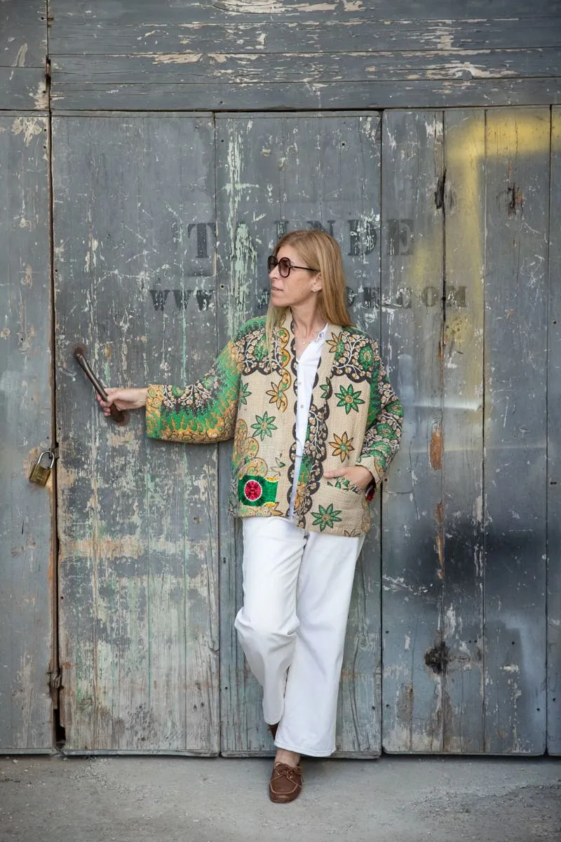 Old Kantha reversible short jacket