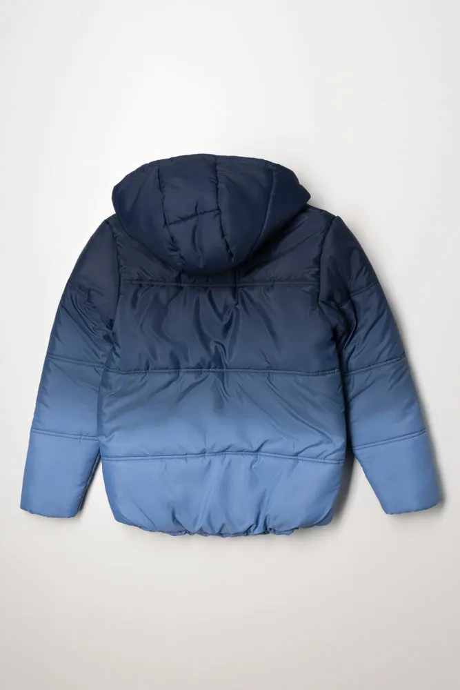 Ombre Puffer Jacket Navy