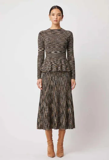 Oncewas II HARMONY Space Dye Peplum Knit - Black Pampas