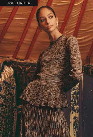 Oncewas II HARMONY Space Dye Peplum Knit - Black Pampas