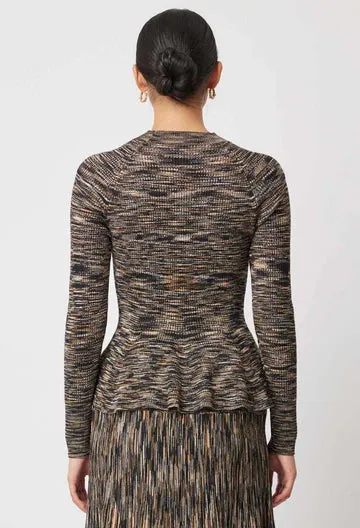 Oncewas II HARMONY Space Dye Peplum Knit - Black Pampas