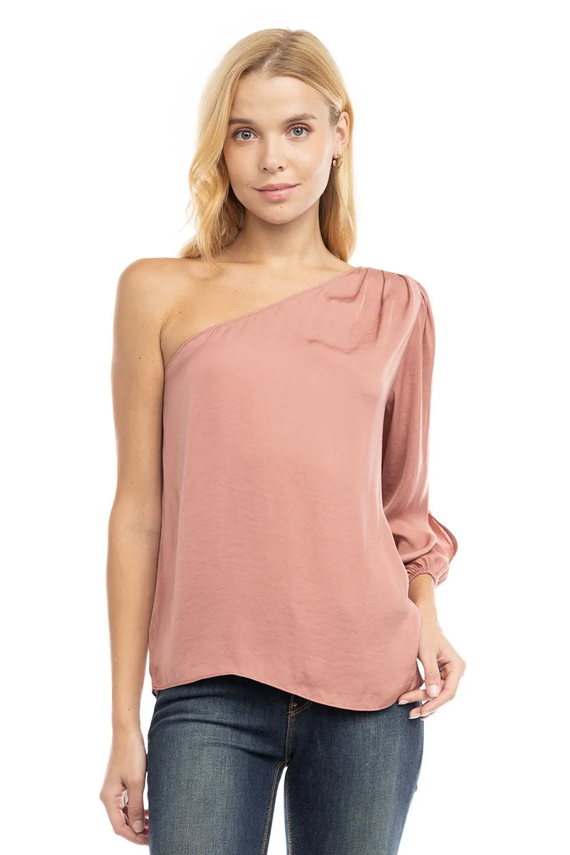 One Shoulder Balloon Cut Out Sleeve