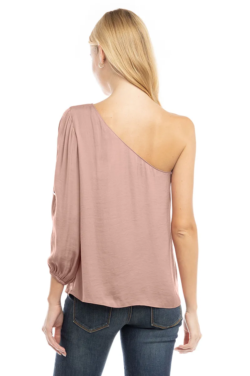 One Shoulder Balloon Cut Out Sleeve