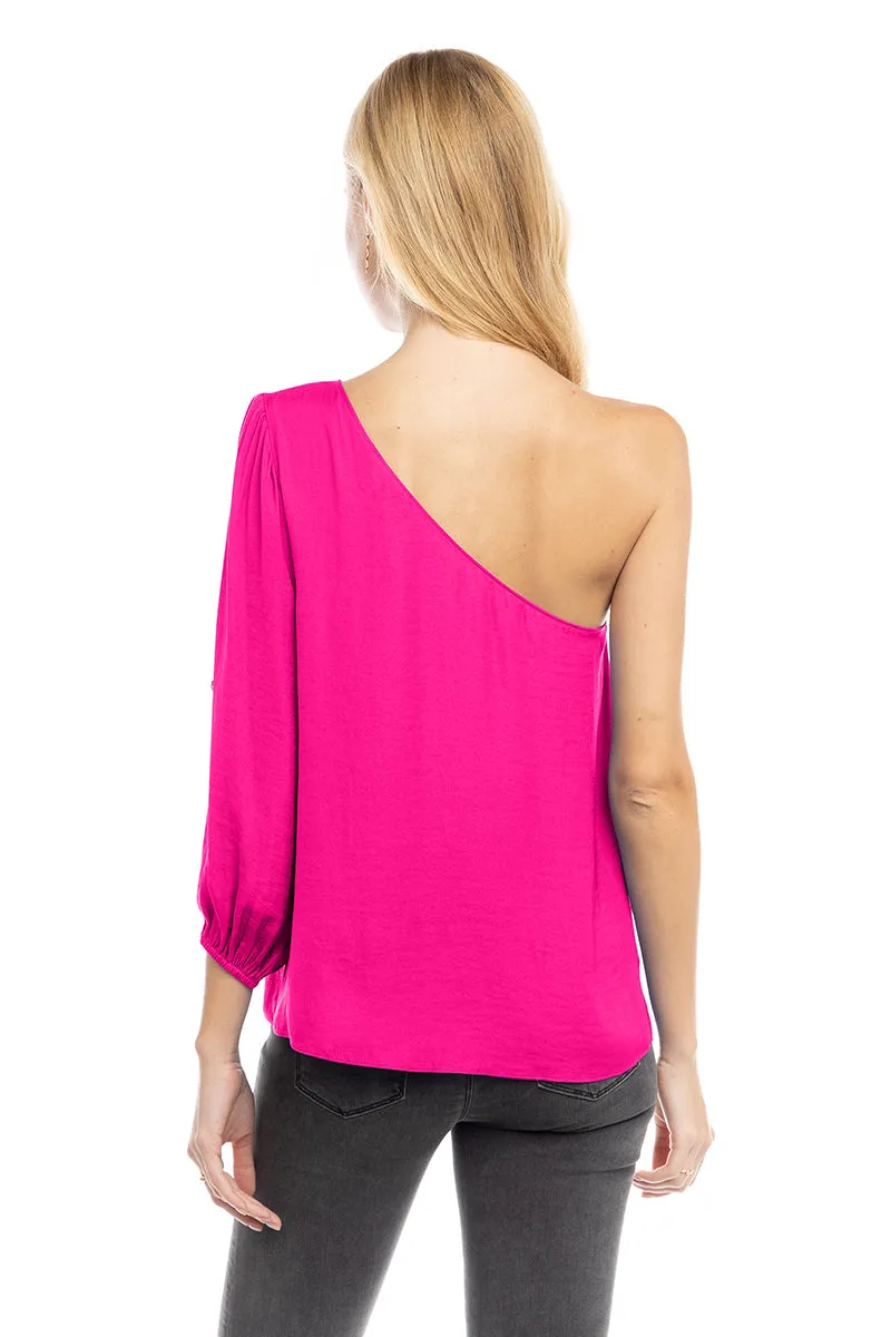 One Shoulder Balloon Cut Out Sleeve