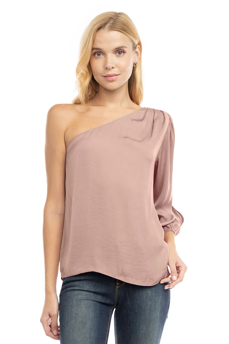 One Shoulder Balloon Cut Out Sleeve