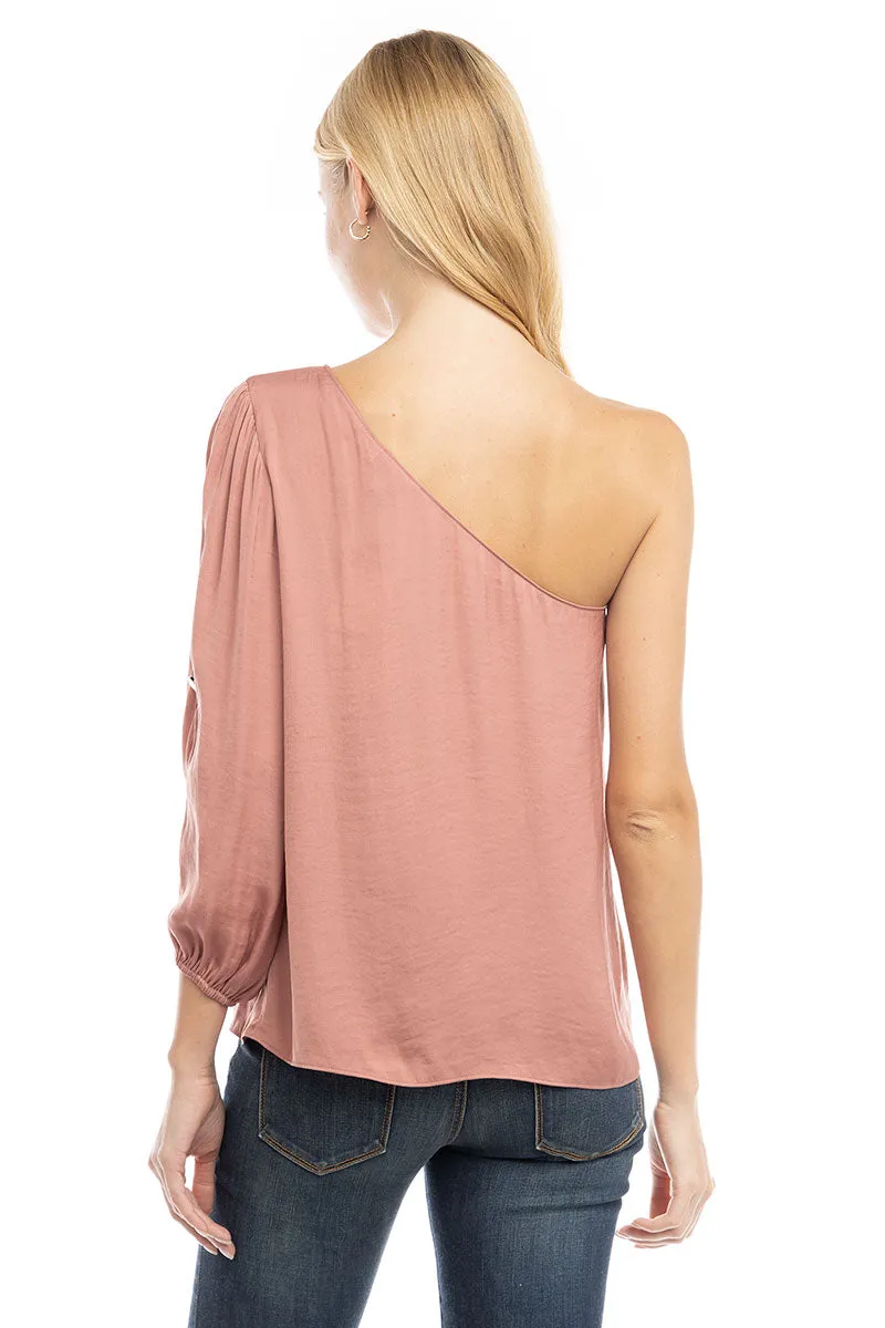 One Shoulder Balloon Cut Out Sleeve