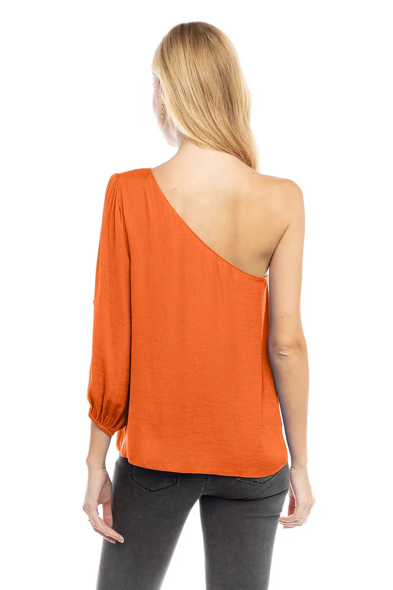 One Shoulder Balloon Cut Out Sleeve