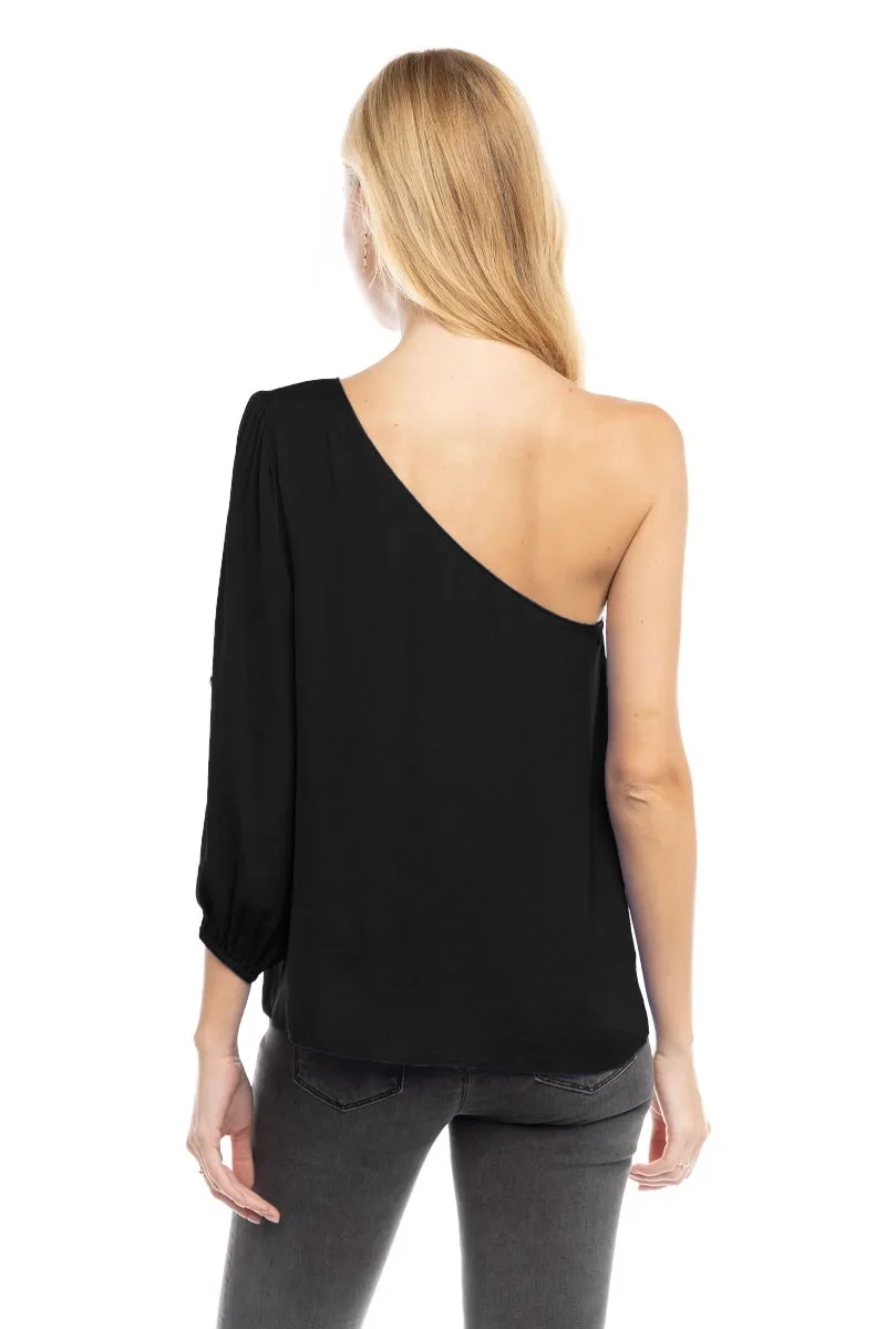 One Shoulder Balloon Cut Out Sleeve
