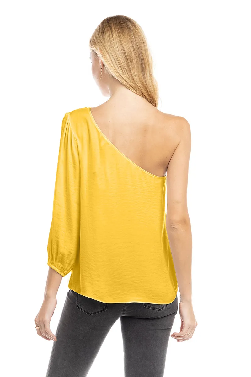 One Shoulder Balloon Cut Out Sleeve