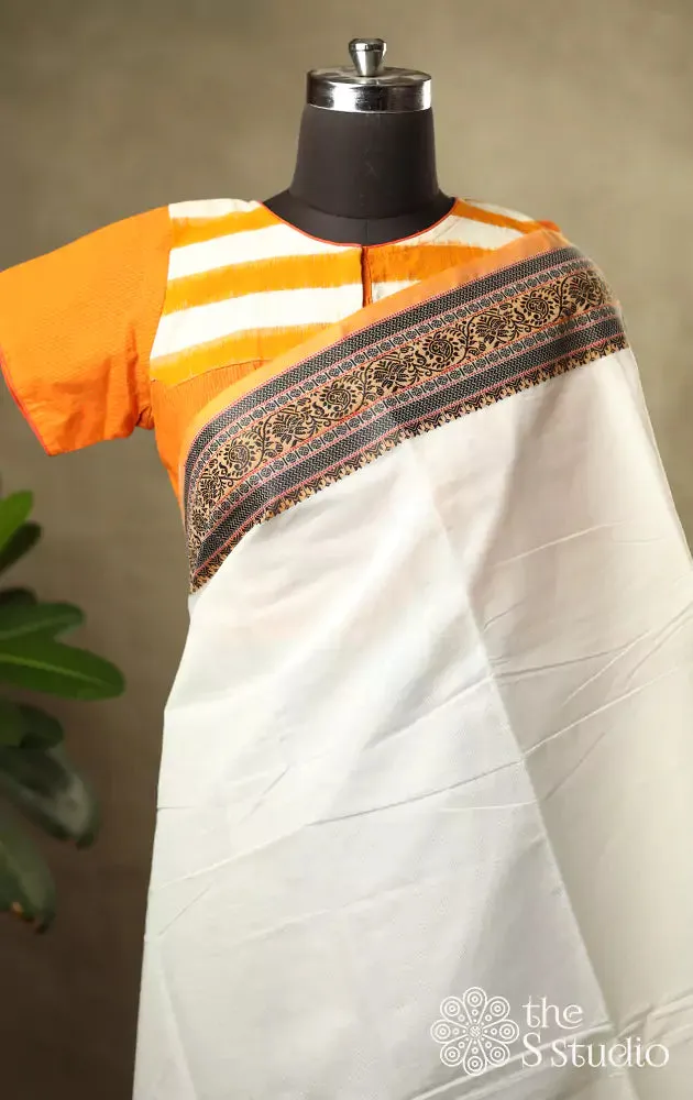 Orange cotton readymade blouse -
