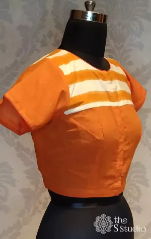 Orange cotton readymade blouse -