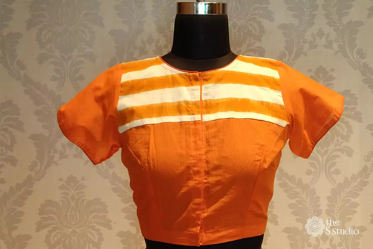 Orange cotton readymade blouse -