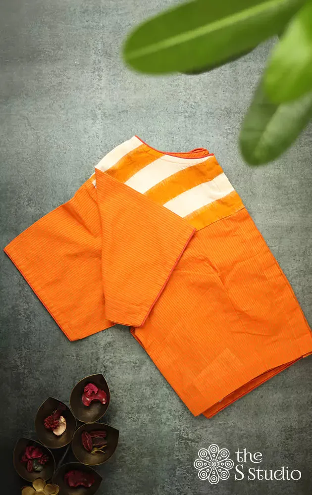 Orange cotton readymade blouse -