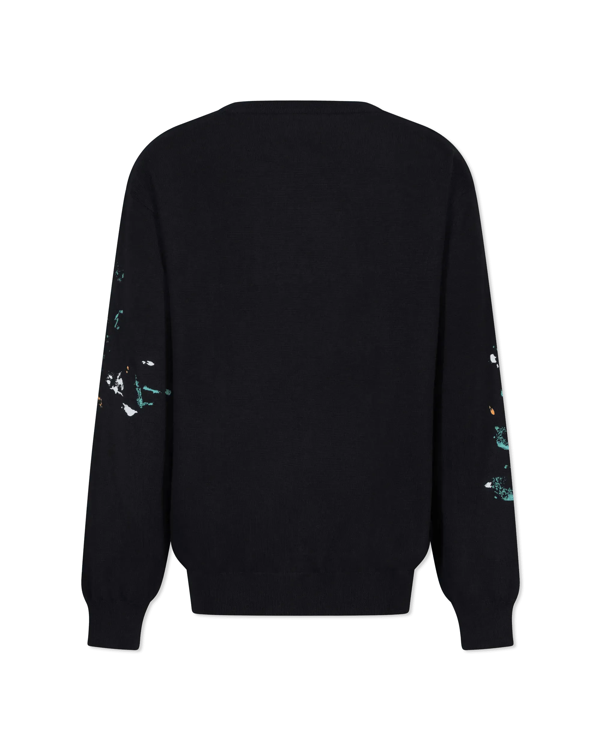 Painted Effect Wool Sweater With Logo