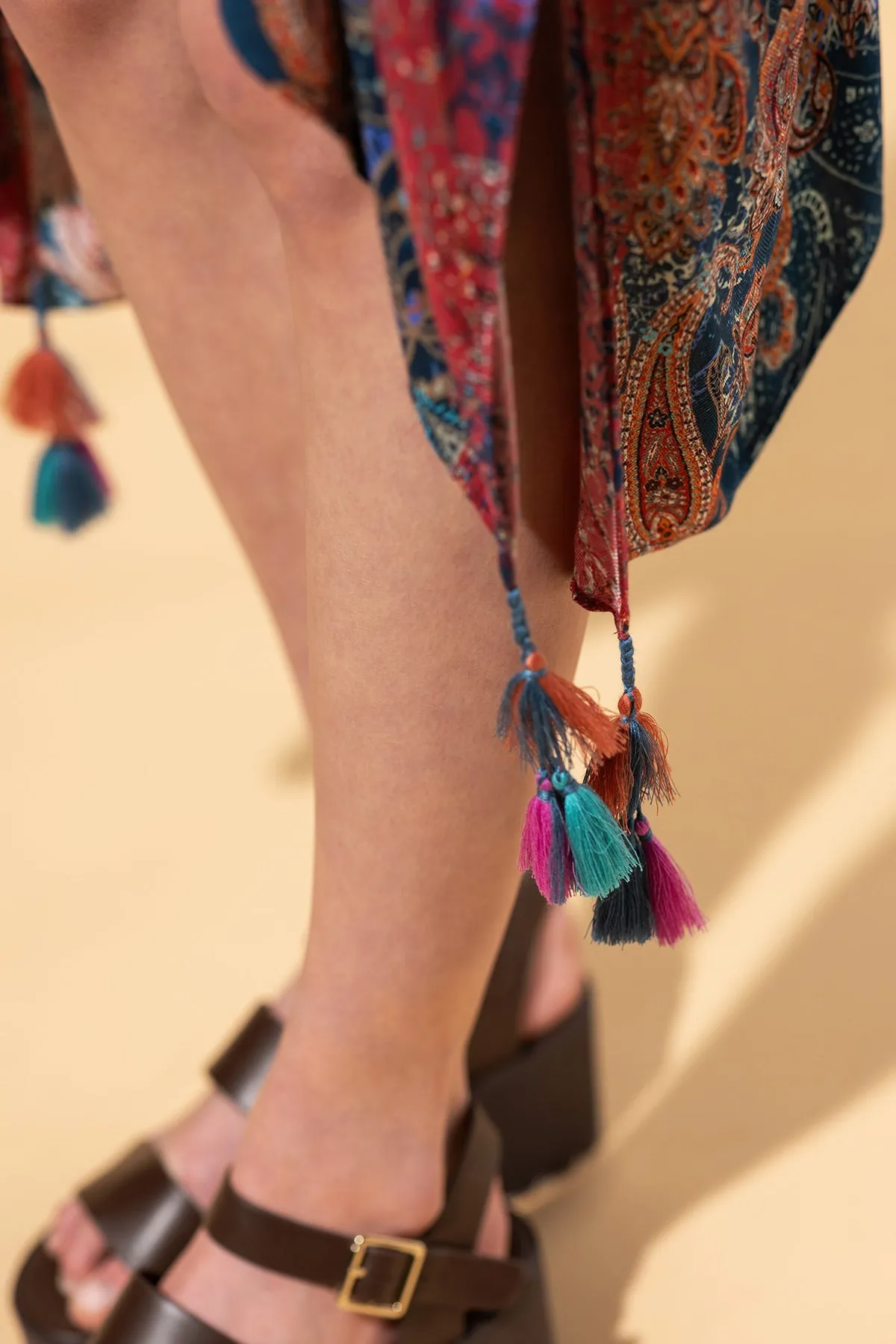 Paisley Shadow Tassel Kimono