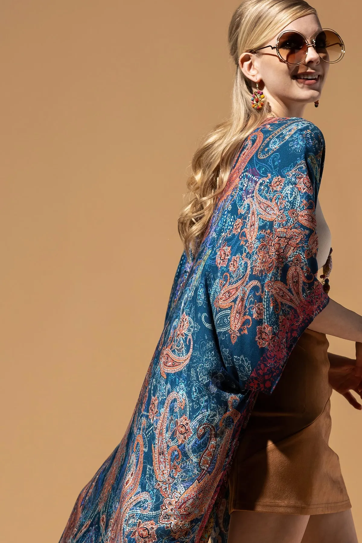 Paisley Shadow Tassel Kimono