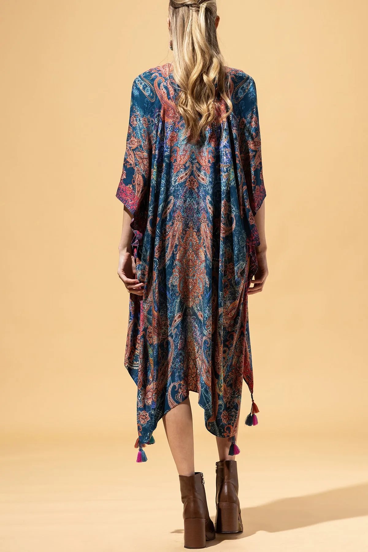 Paisley Shadow Tassel Kimono