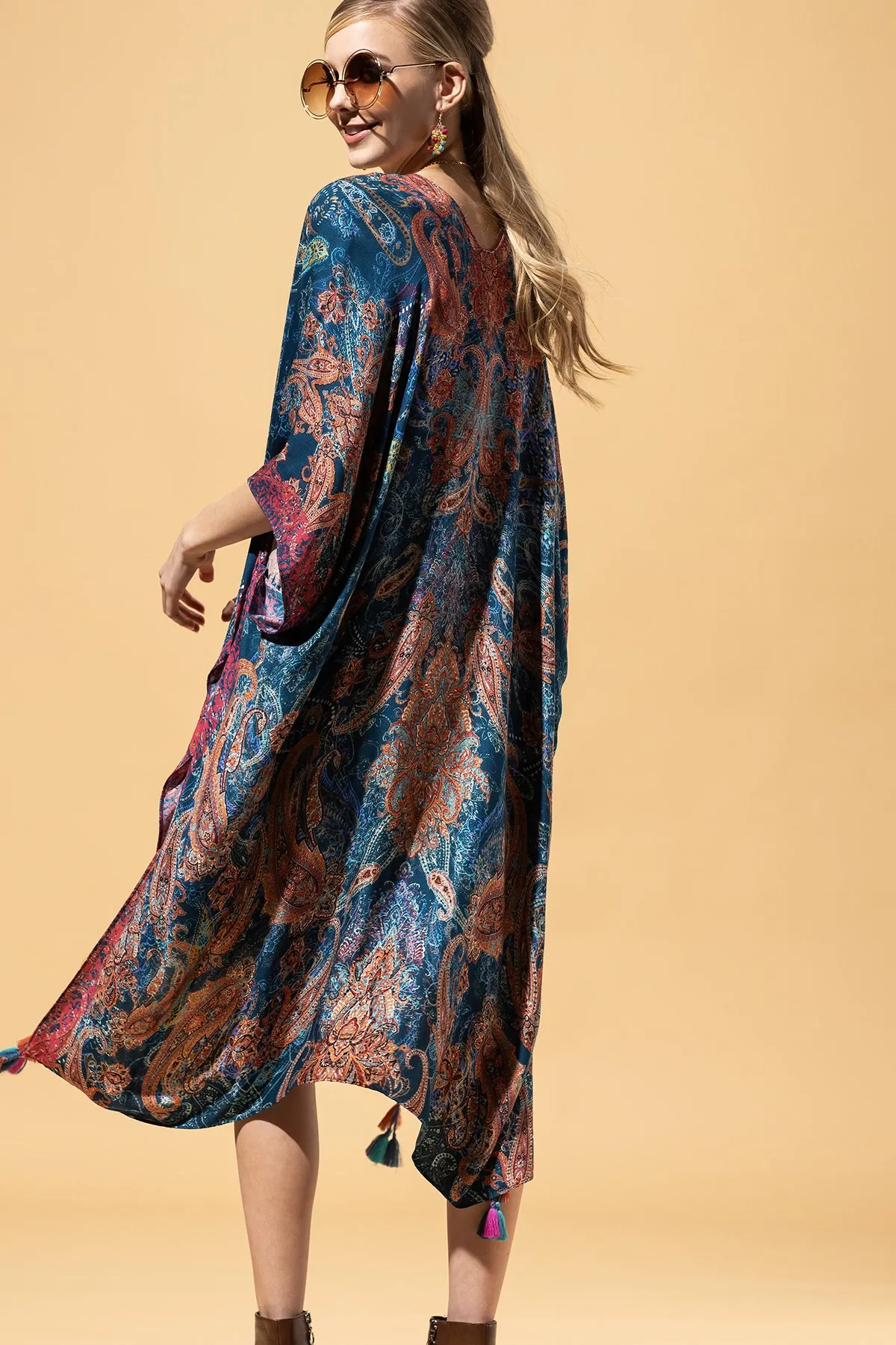 Paisley Shadow Tassel Kimono