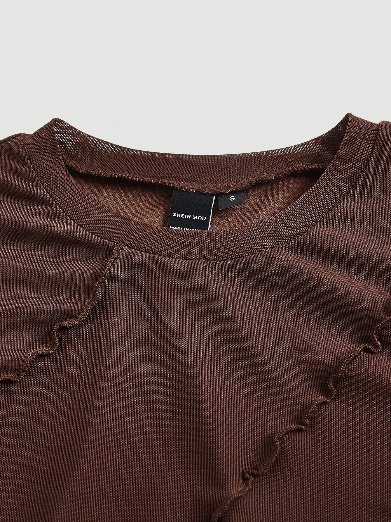 Parien Lettuce Trim Mesh Panel Crop Tee