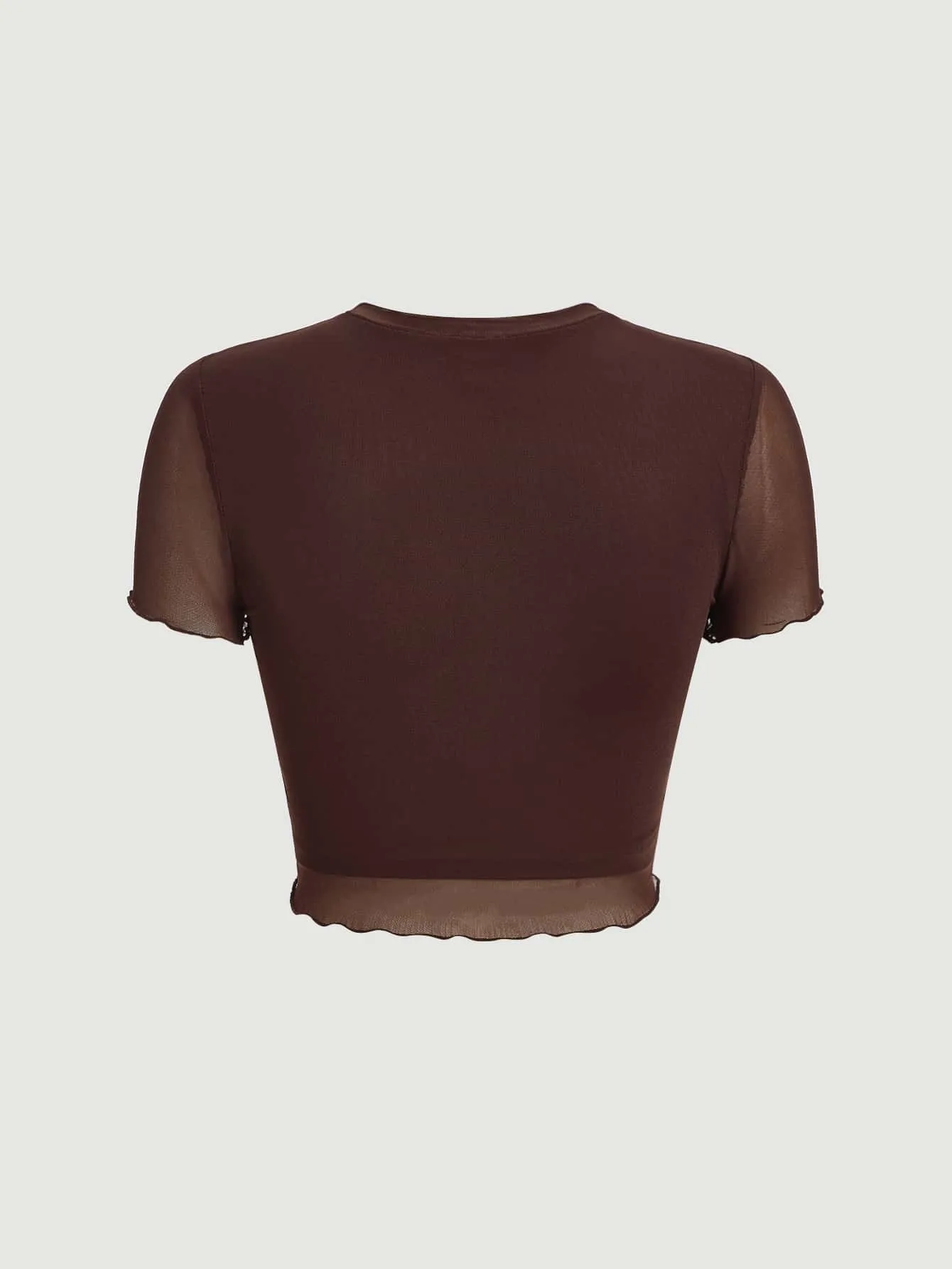 Parien Lettuce Trim Mesh Panel Crop Tee