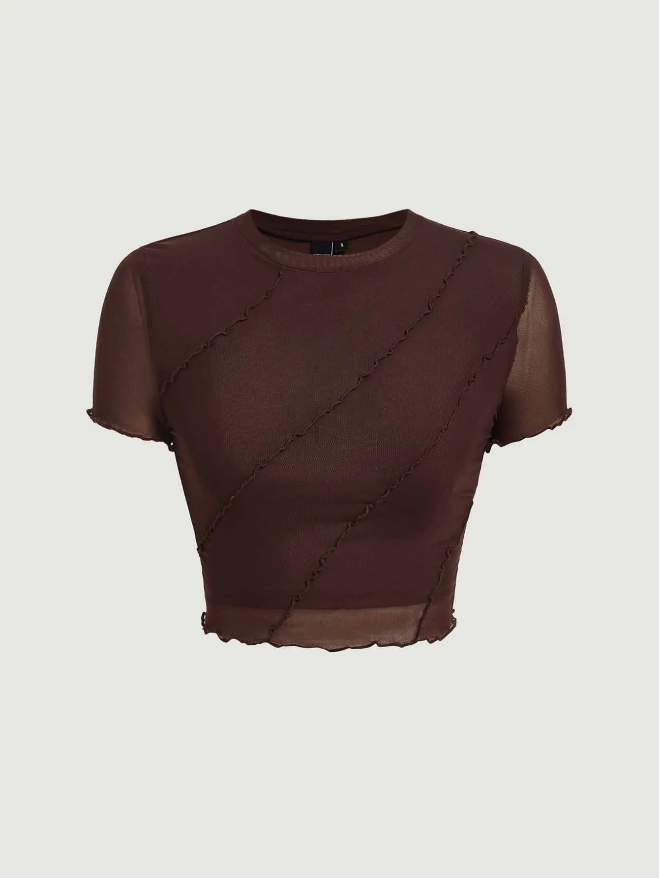 Parien Lettuce Trim Mesh Panel Crop Tee