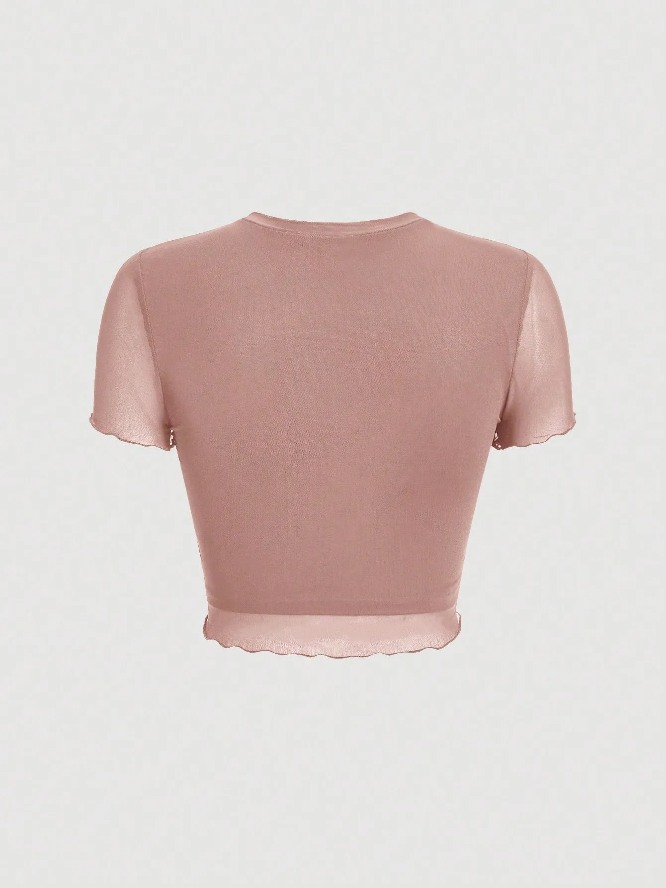 Parien Lettuce Trim Mesh Panel Crop Tee