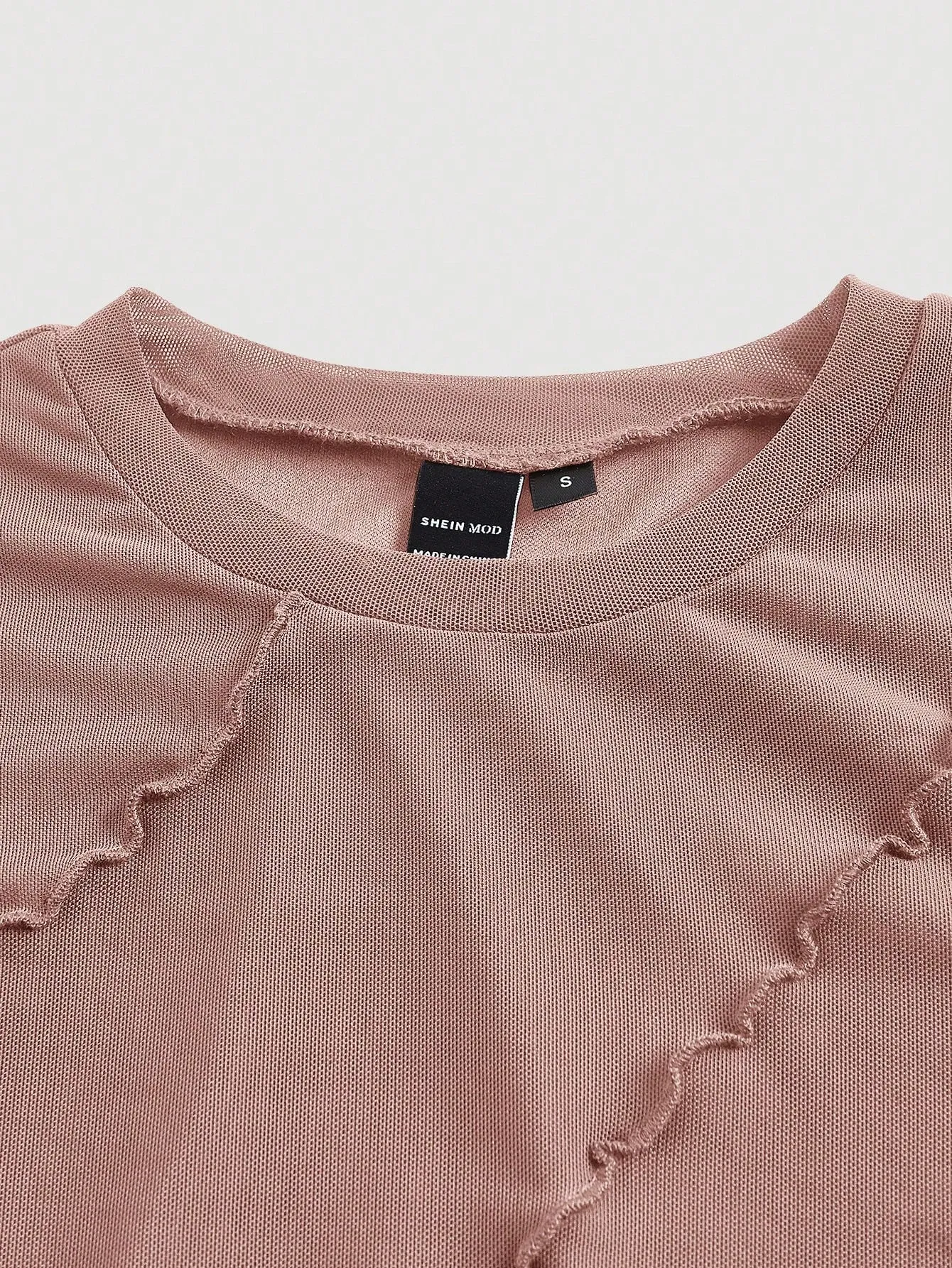 Parien Lettuce Trim Mesh Panel Crop Tee