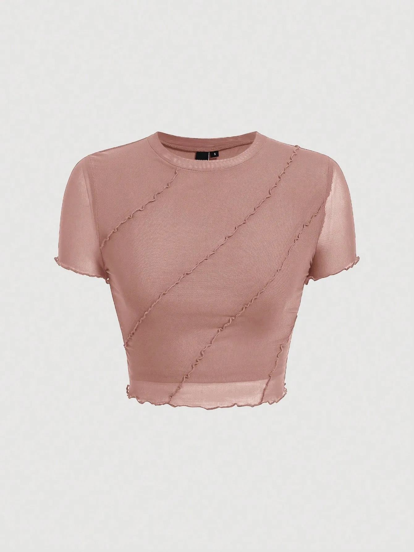 Parien Lettuce Trim Mesh Panel Crop Tee