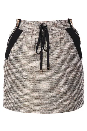 PEPLUM Γκρι Μπεζ Κοντή Φούστα