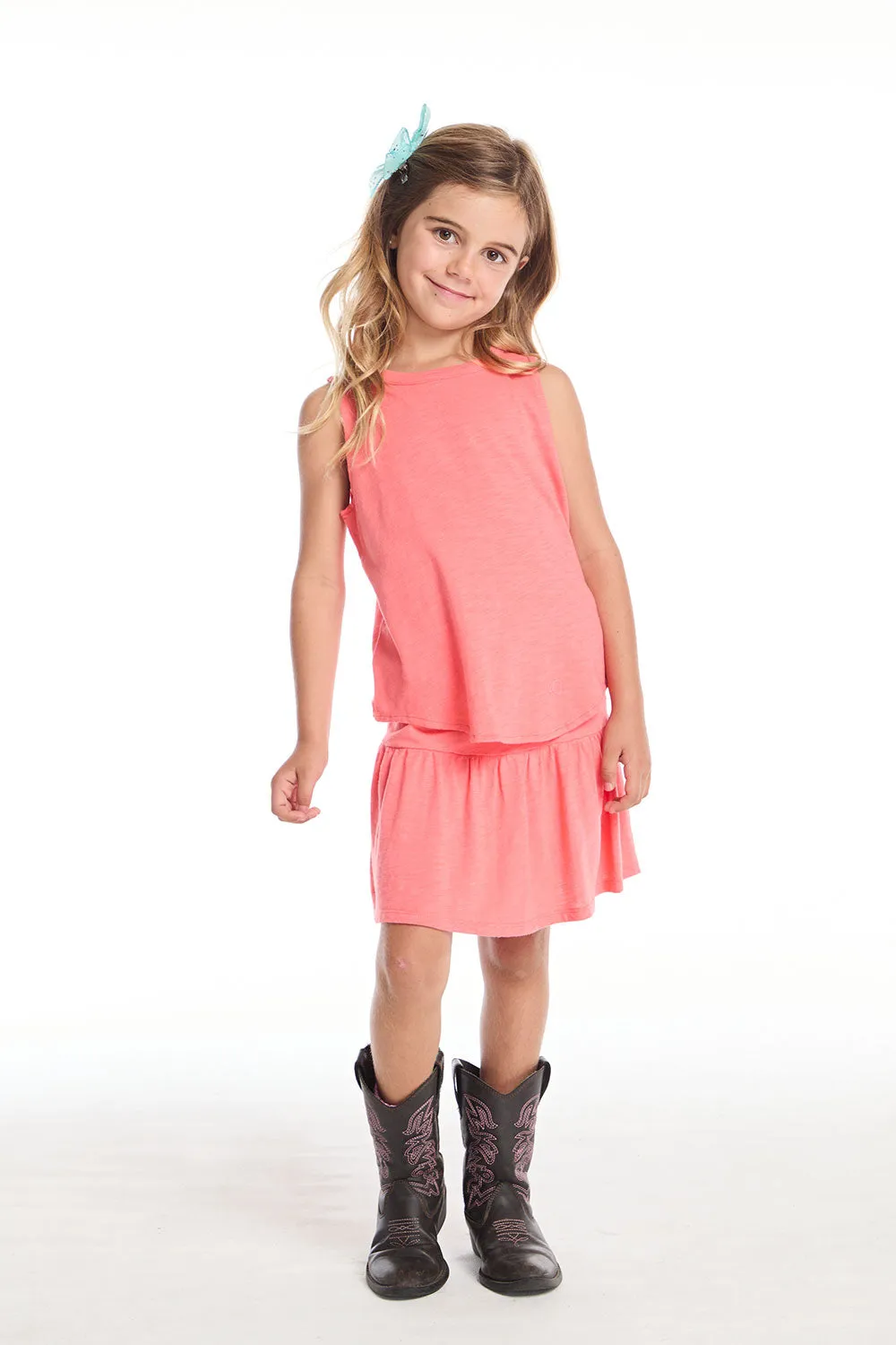 Peplum Electric Coral Girls Skort