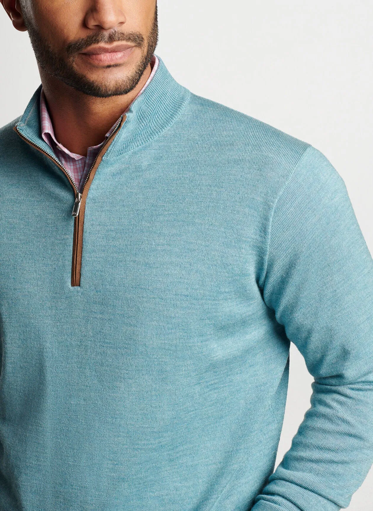 Peter Millar Autumn Crest Suede Trim Quarter-Zip