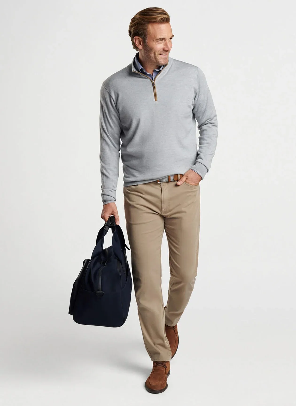 Peter Millar Autumn Crest Suede Trim Quarter-Zip