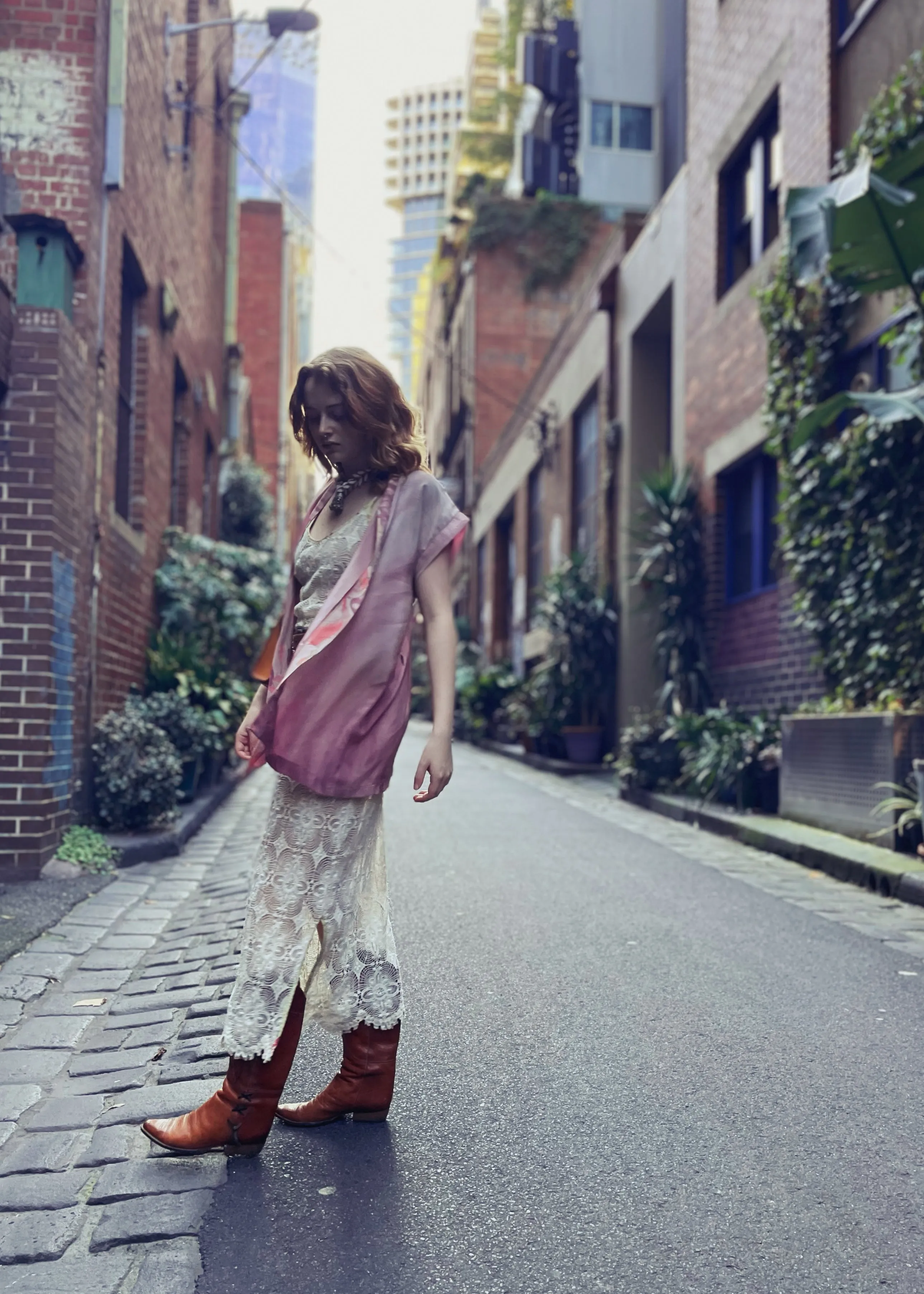 Pilea Silk Wrap Kimono Top ~ Blush