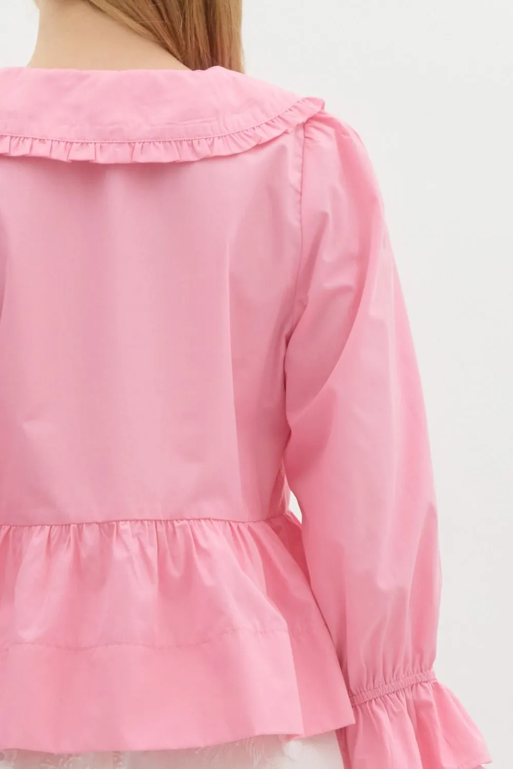 Pink Peter Pan Collared Peplum Top
