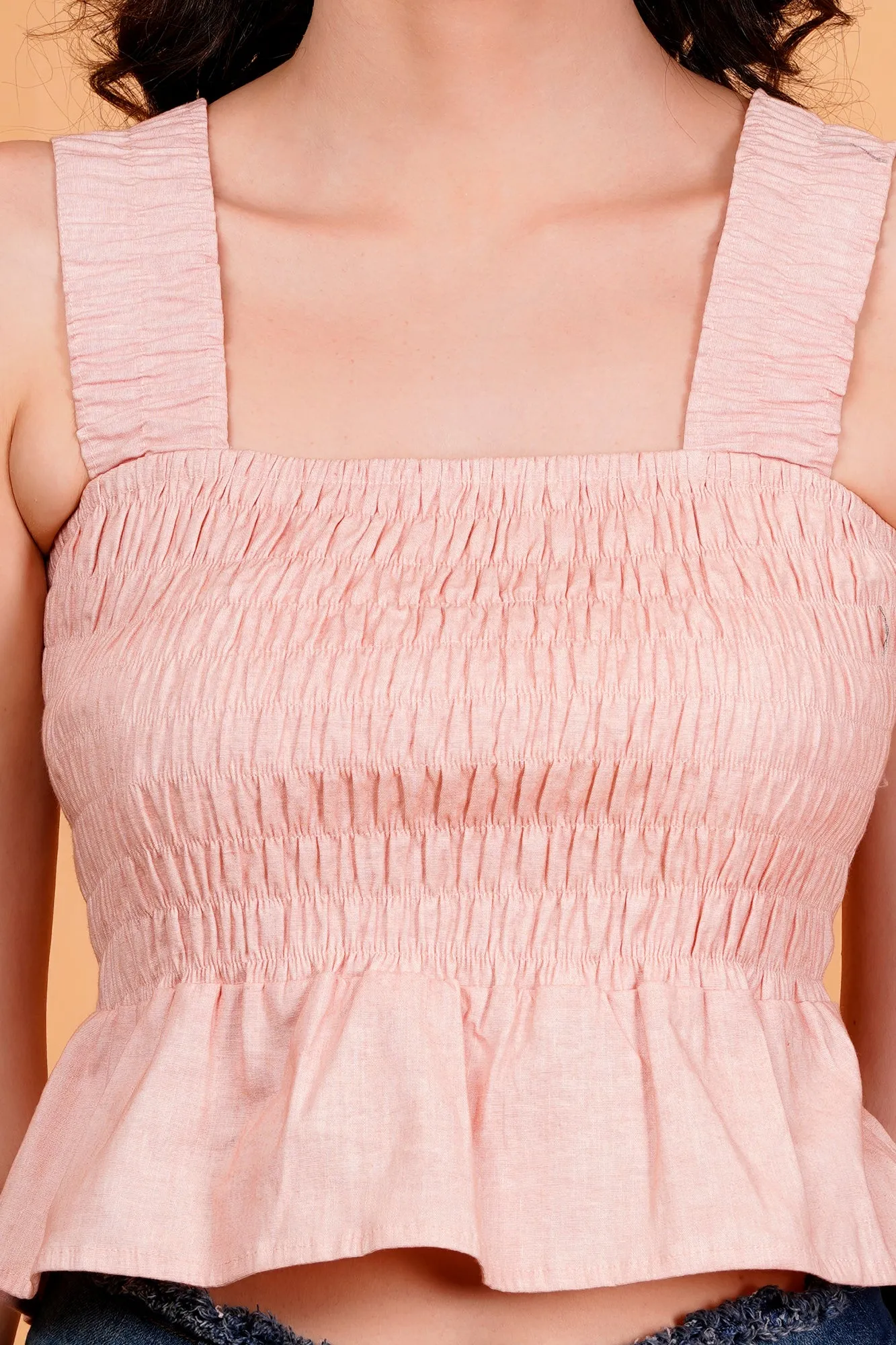 Pink Smocked Peplum Top
