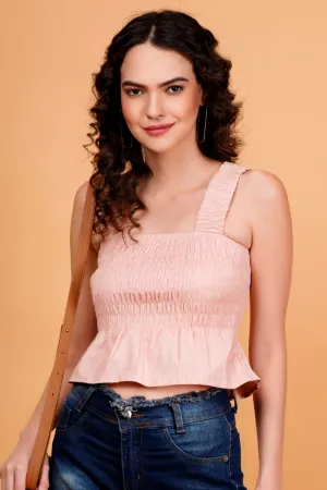 Pink Smocked Peplum Top