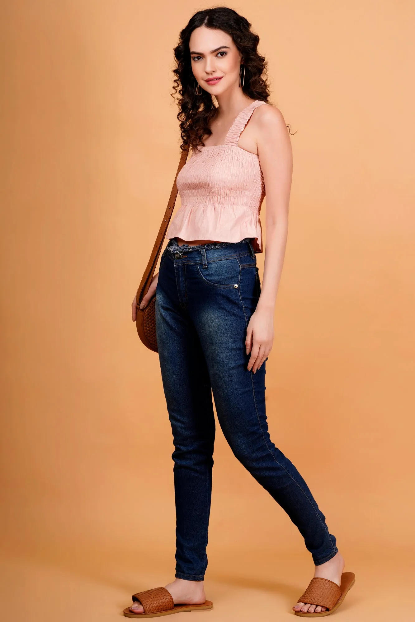 Pink Smocked Peplum Top