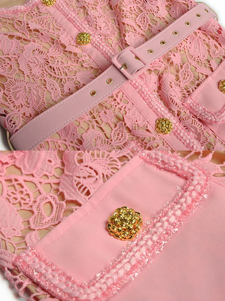 Pink Sweet Lace 1950s Vintage Bodycon Dress