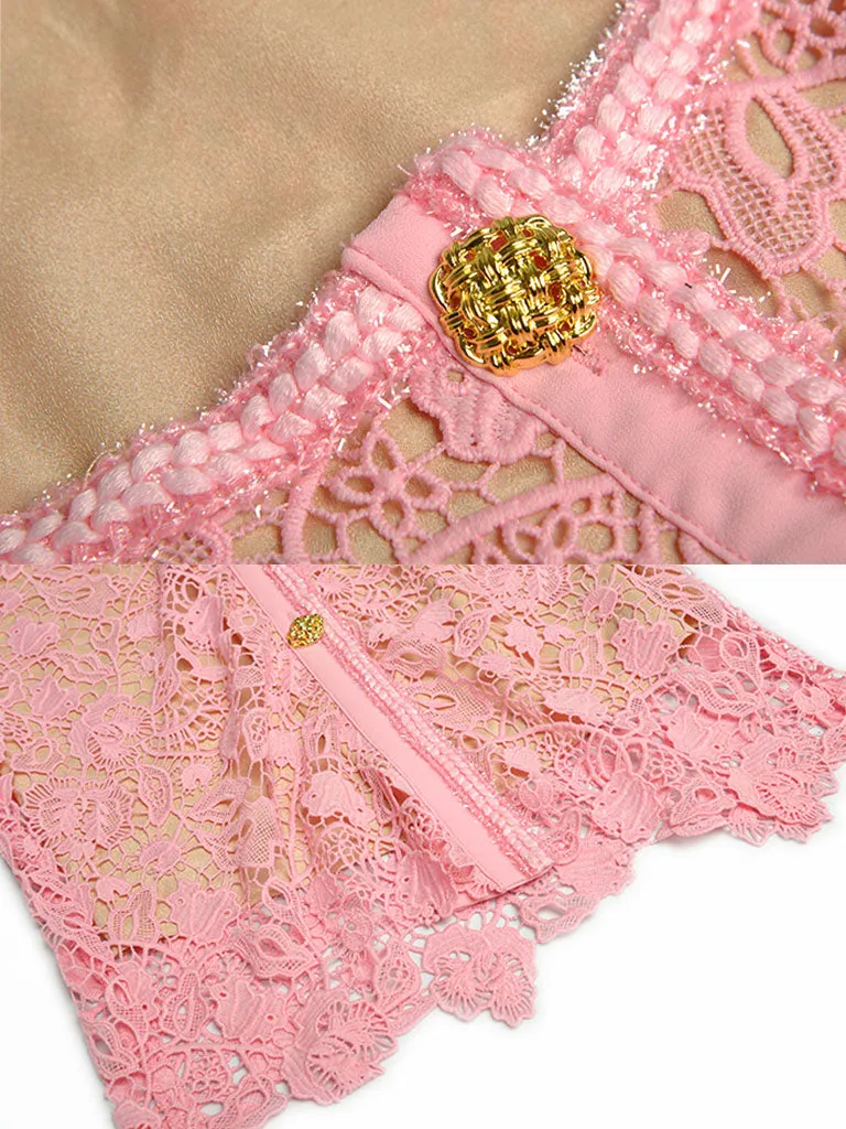 Pink Sweet Lace 1950s Vintage Bodycon Dress