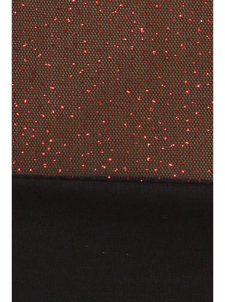 Plus Size Sweetheart Glitter Mesh Red Midi Dress