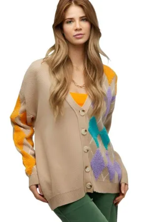 Plus V Neck Button Front Cardigan