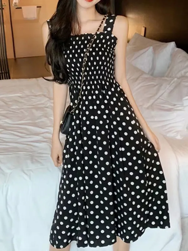 Polka Dot Shoulder Sexy Dresses