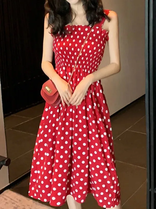 Polka Dot Shoulder Sexy Dresses