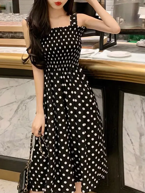 Polka Dot Shoulder Sexy Dresses