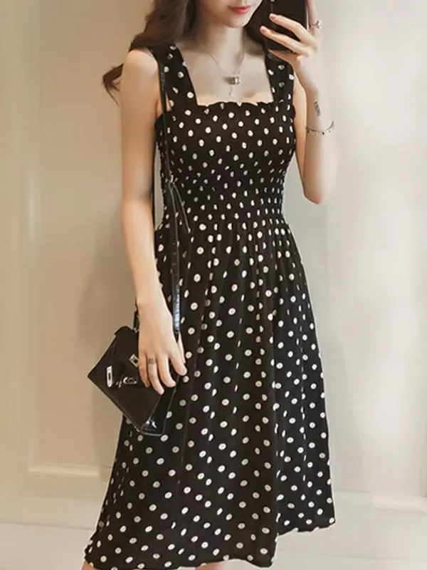 Polka Dot Shoulder Sexy Dresses