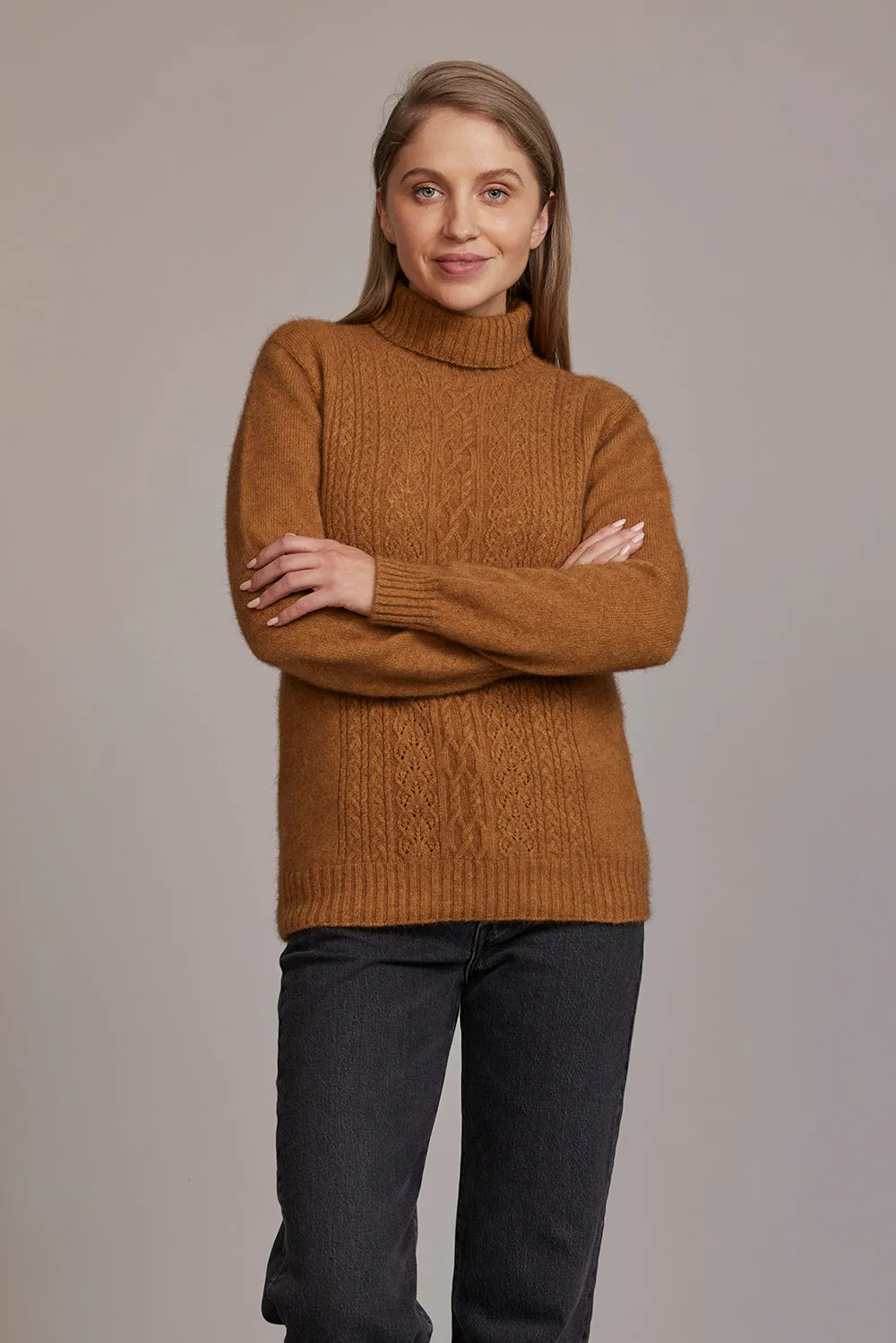 POLO NECK JERSEY WITH LACE DETAIL