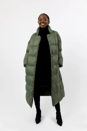 Posh Long Vegan Down Coat | Military