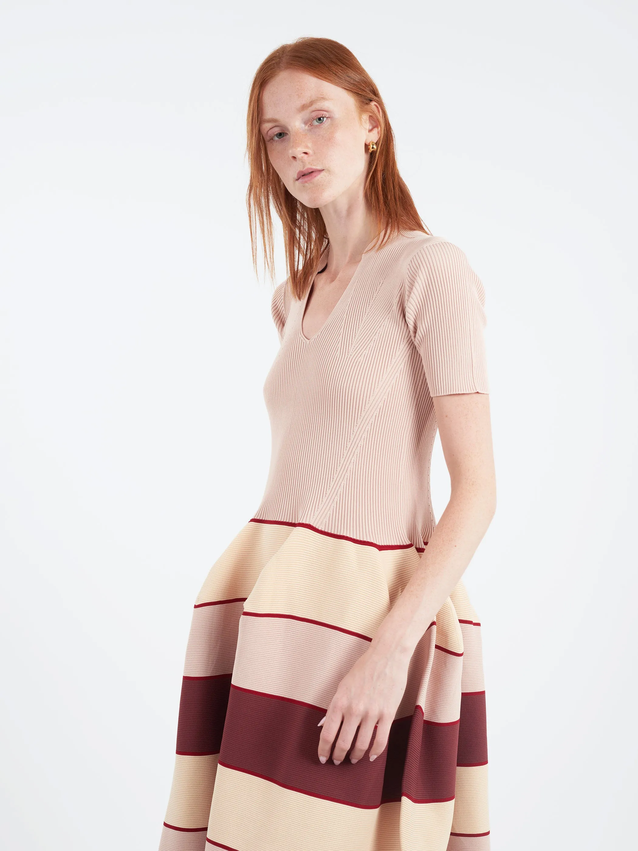 Pottery Stand-Up Collar Short Sleeve Dress