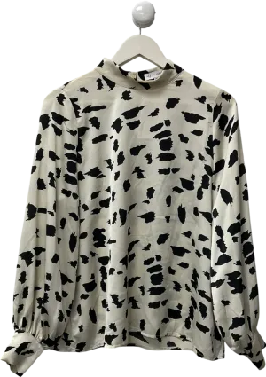 PRETTY LAVISH Cream High Neck Blouse UK S/M